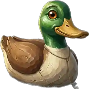 Hand carved wooden duck decoy floating on the water